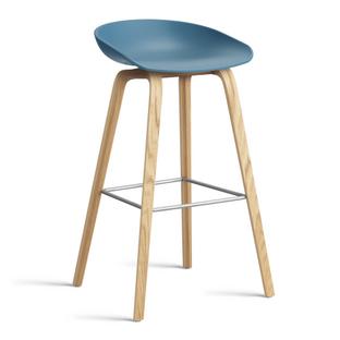 About A Stool AAS 32 Version bar: hauteur de l'assise 74 cm|Chêne laqué|Azure blue 2.0