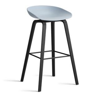 About A Stool AAS 32 Version bar: hauteur de l'assise 74 cm|Chêne laqué noir|Slate blue 2.0