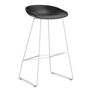 About A Stool AAS 38 Version bar: hauteur de l'assise 74 cm|Acier thermolaqué blanc|Black 2.0