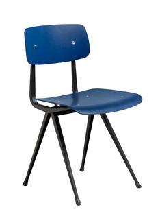 Result Chair Chêne laqué bleu foncé|Acier thermolaqué noir