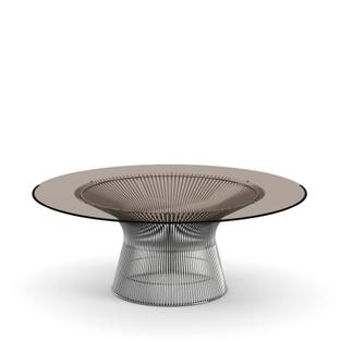 Table basse Platner Grand (diamètre 107 cm)|Nickel poli|verre bronze