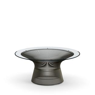 Table basse Platner Petit (diamètre 91,5 cm)|Bronze, métallique|Verre transparent