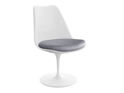 Chaise Tulip Saarinen Rotatif|Coussin d'assise|Blanc|Argent (Eva 139)