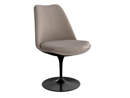 Chaise Tulip Saarinen Statique|Coque et coussin d'assise rembourré|Noir|Beige (Eva 177)