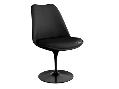 Chaise Tulip Saarinen Statique|Coque et coussin d'assise rembourré|Noir|Black (Eva 138)