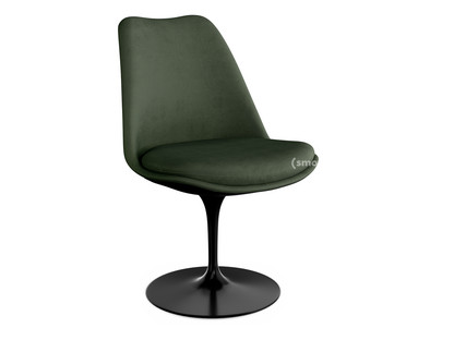 Chaise Tulip Saarinen Rotatif|Coque et coussin d'assise rembourré|Noir|Bottle Green (Eva 144)