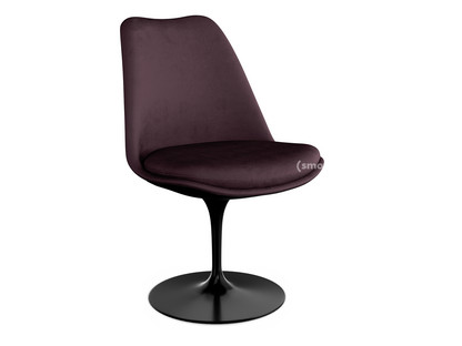 Chaise Tulipe Saarinen Statique|Coque et coussin d'assise rembourré|Noir|Plum (Eva 119)