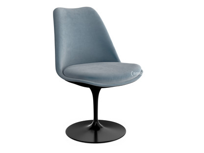 Chaise Tulipe Saarinen Statique|Coque et coussin d'assise rembourré|Noir|Steel (Eva 172)