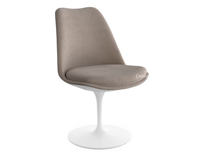 Chaise Tulip Saarinen Statique|Coque et coussin d'assise rembourré|Blanc|Beige (Eva 177)