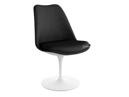 Chaise Tulip Saarinen Rotatif|Coque et coussin d'assise rembourré|Blanc|Black (Eva 138)