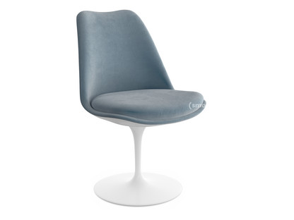 Chaise Tulip Saarinen Rotatif|Coque et coussin d'assise rembourré|Blanc|Steel (Eva 172)