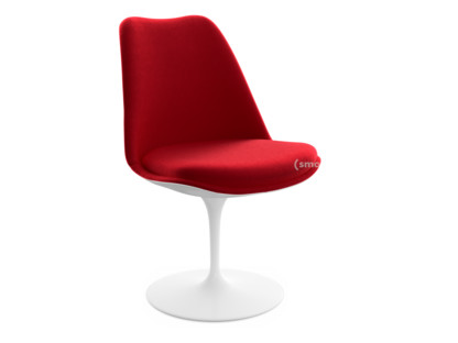 Chaise Tulip Saarinen Rotatif|Coque et coussin d'assise rembourré|Blanc|Bright Red (Tonus 130)