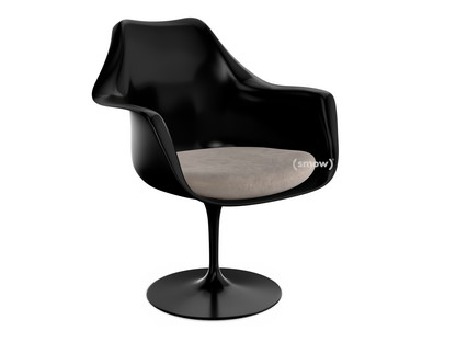 Fauteuil Tulipe Saarinen Statique|Coussin d'assise|Noir|Beige (Eva 177)