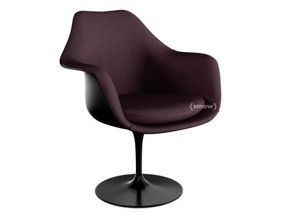 Fauteuil Tulipe Saarinen Rotatif|Coque et coussin d'assise rembourré|Noir|Plum (Eva 119)