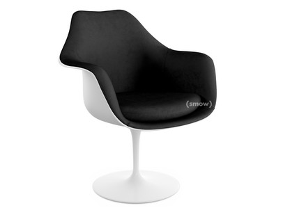 Fauteuil Tulipe Saarinen Statique|Coque et coussin d'assise rembourré|Blanc|Black (Eva 138)