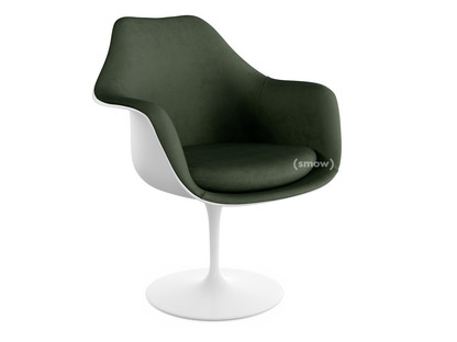 Fauteuil Tulipe Saarinen Rotatif|Coque et coussin d'assise rembourré|Blanc|Bottle Green (Eva 144)