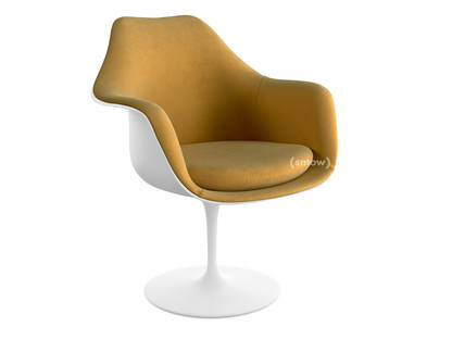 Fauteuil Tulipe Saarinen Statique|Coque et coussin d'assise rembourré|Blanc|Gold (Eva 154)