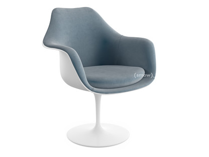 Fauteuil Tulipe Saarinen Rotatif|Coque et coussin d'assise rembourré|Blanc|Steel (Eva 172)