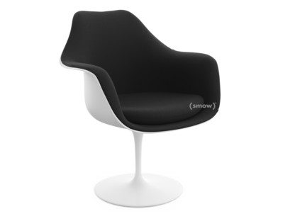 Fauteuil Tulipe Saarinen Rotatif|Coque et coussin d'assise rembourré|Blanc|Noir (Tonus 128)