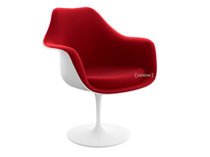 Fauteuil Tulipe Saarinen Rotatif|Coque et coussin d'assise rembourré|Blanc|Bright Red (Tonus 130)