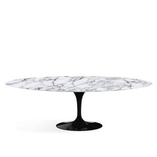 Table à manger ovale Saarinen L 244 cm x l 137 cm|Noir|Marbre Arabescato (blanc avec tons gris)