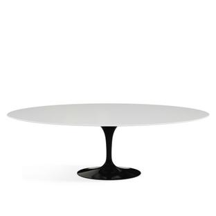 Table à manger ovale Saarinen L 244 cm x l 137 cm|Noir|Stratifié blanc