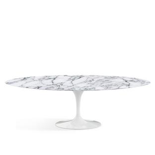 Table à manger ovale Saarinen L 244 cm x l 137 cm|Blanc|Marbre Arabescato (blanc avec tons gris)