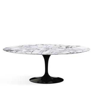 Table à manger ovale Saarinen L 198 cm x L 121 cm|Noir|Marbre Arabescato (blanc avec tons gris)