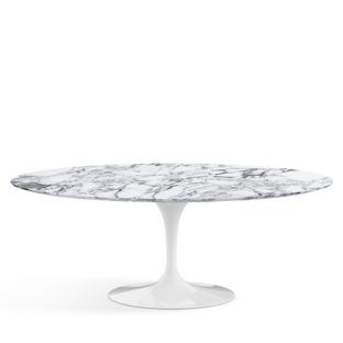 Table à manger ovale Saarinen L 198 cm x L 121 cm|Blanc|Marbre Arabescato (blanc avec tons gris)