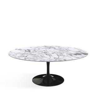 Table basse ovale Saarinen Noir|Marbre Arabescato (blanc avec tons gris)