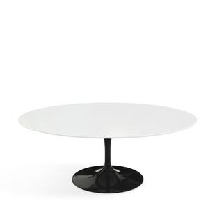 Table basse ovale Saarinen Noir|Stratifié blanc