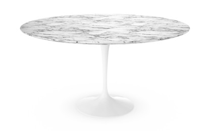 Table à manger ronde Saarinen 137 cm|Blanc|Marbre Arabescato (blanc avec tons gris)