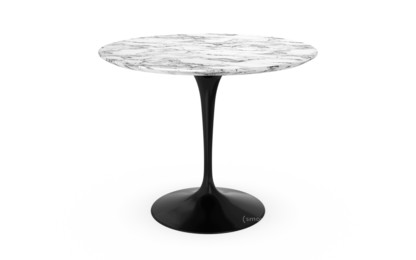 Table à manger ronde Saarinen 91 cm|Noir|Marbre Arabescato (blanc avec tons gris)