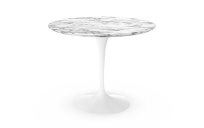 Table à manger ronde Saarinen 91 cm|Blanc|Marbre Arabescato (blanc avec tons gris)