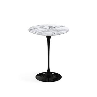 Table d'appoint ronde Saarinen 41 cm|Noir|Marbre Arabescato (blanc avec tons gris)