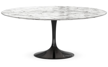 Table basse ronde Saarinen Grand (H 38/39cm, ø 91 cm)|Noir|Marbre Arabescato (blanc avec tons gris)