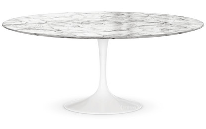 Table basse ronde Saarinen Grand (H 38/39cm, ø 91 cm)|Blanc|Marbre Arabescato (blanc avec tons gris)