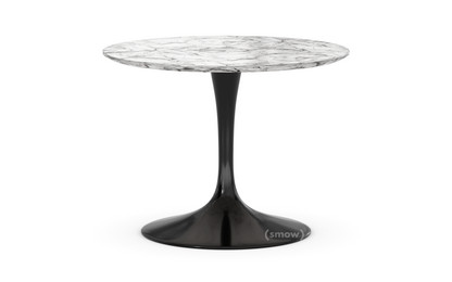Table basse ronde Saarinen Petit (H 36/37 cm, ø 51 cm)|Noir|Marbre Arabescato (blanc avec tons gris)