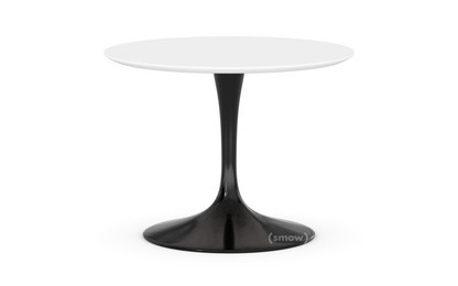 Table basse ronde Saarinen Petit (H 36/37 cm, ø 51 cm)|Noir|Stratifié blanc