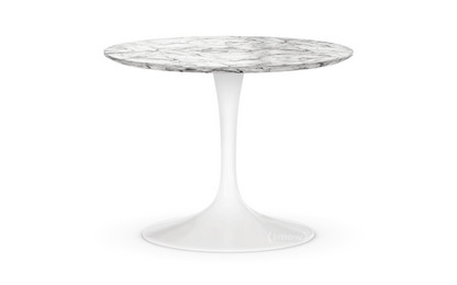 Table basse ronde Saarinen Petit (H 36/37 cm, ø 51 cm)|Blanc|Marbre Arabescato (blanc avec tons gris)
