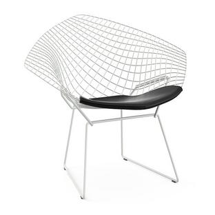 Fauteuil Diamond Avec coussin|Revêtement protecteur blanc Rilsan|Vinyl noir