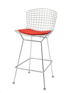 Chaise de bar Bertoia Avec coussin|Chromé|Bright Red (Tonus 130)