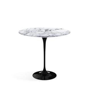 Table d'appoint ovale Saarinen Noir|Marbre Arabescato (blanc avec tons gris)