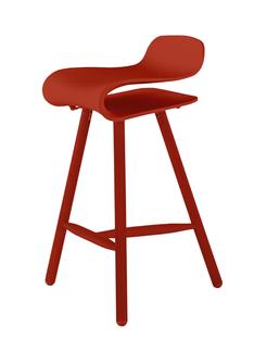 Tabouret de bar BCN Wood Rouge corail|Hêtre, couleur de la coque