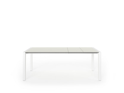 Table extensible Sushi Stratifié gris sable|L 125-205 x l 80 cm|Aluminium laqué blanc