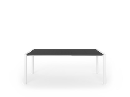 Table extensible Sushi Stratifié noir|L 125-205 x l 80 cm|Aluminium laqué blanc