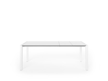 Table extensible Sushi Stratifié blanc|L 125-205 x l 80 cm|Aluminium laqué blanc