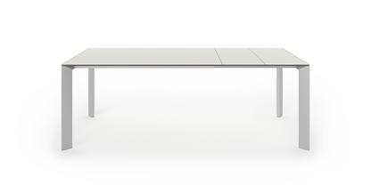 Table à manger Nori Stratifié gris sable|L 139-214 x L 90 cm|Aluminium andoisé