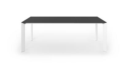 Table à manger Nori Fenix noir avec bord noir|L 139-214 x L 90 cm|Aluminium laqué blanc