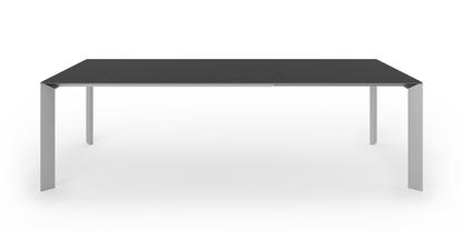 Table à manger Nori Stratifié noir|L 166-260 x L 100 cm|Aluminium laqué blanc